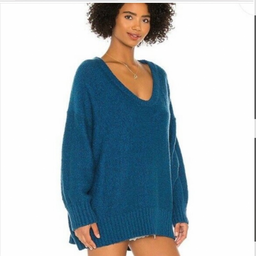 Free People BrooksideTunic Sweater- Halcyon Blue